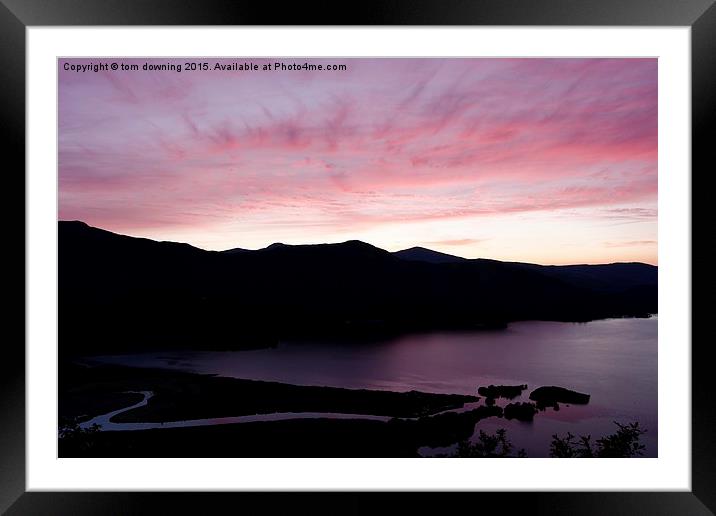  Catbells in silhouette Framed Mounted Print by tom downing