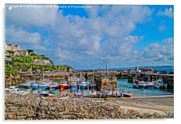 Newquay Harbour Acrylic by Peter Farrington