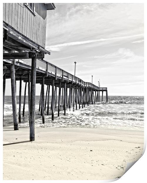  Fishing Pier in Black and White Print by Tom and Dawn Gari