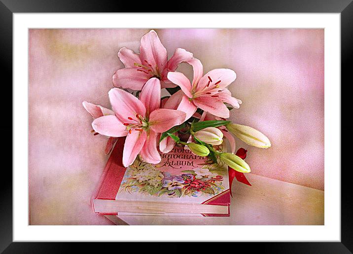 Pink Lilies . Framed Mounted Print by Irene Burdell