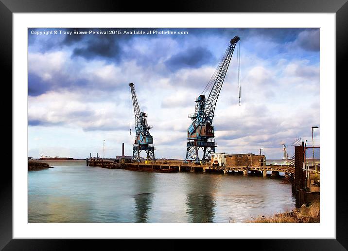 Cranes on the Dock Framed Mounted Print by Tracy Brown-Percival