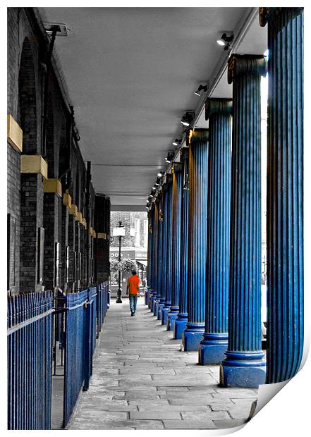 Blue Columns II Print by Karen Martin