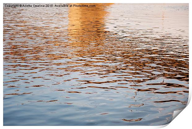 Water reflections blue ripples Print by Arletta Cwalina