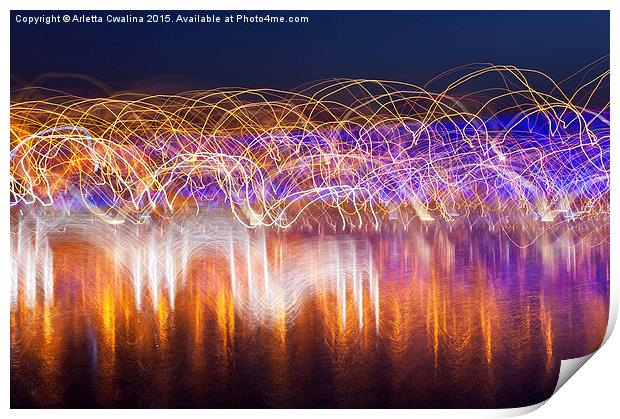 Bridge and cars driving lights motion Print by Arletta Cwalina