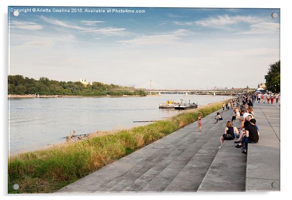 Boulevard of Vistula River view Acrylic by Arletta Cwalina