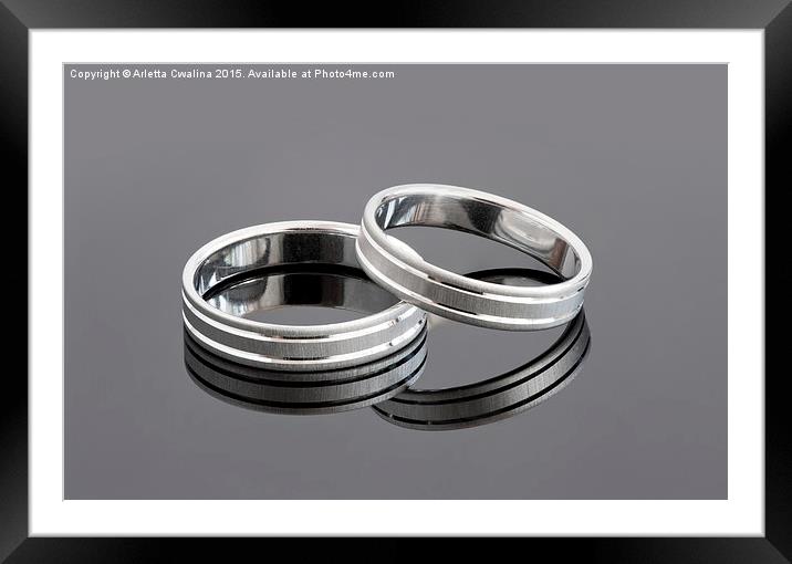 Two silver wedding rings Framed Mounted Print by Arletta Cwalina
