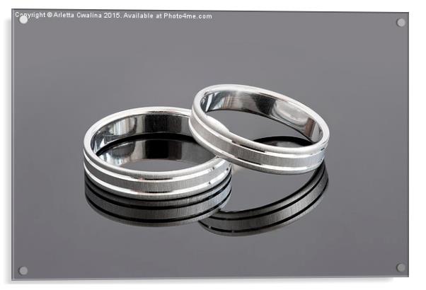 Two silver wedding rings Acrylic by Arletta Cwalina