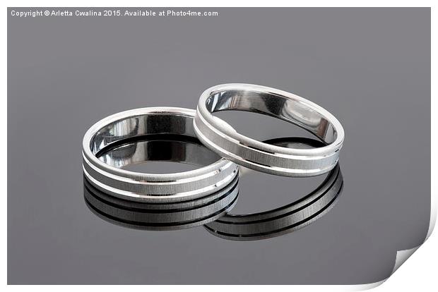 Two silver wedding rings Print by Arletta Cwalina