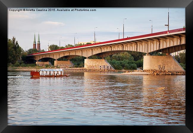 Slasko Dabrowski Bridge and water tram Framed Print by Arletta Cwalina