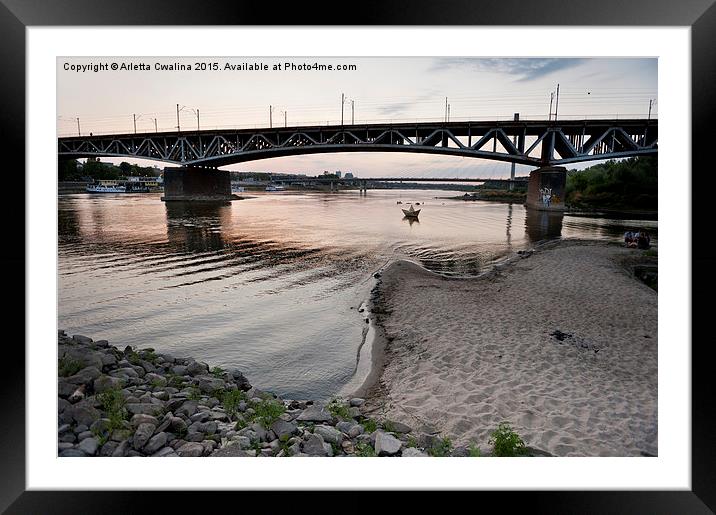 Dry Vistula River evening view Framed Mounted Print by Arletta Cwalina