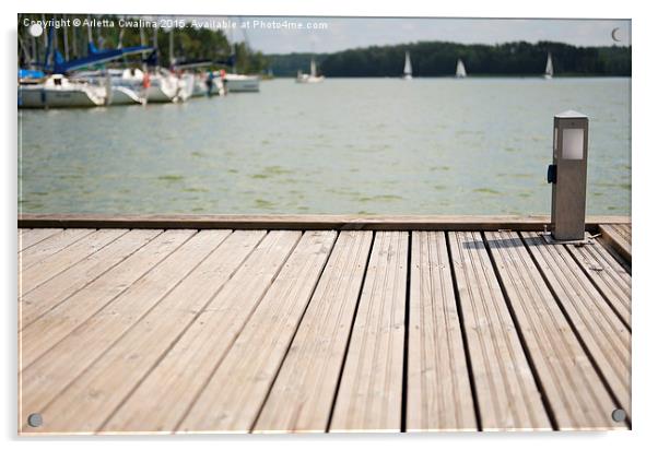Boardwalk foreground at Nidzkie lake Acrylic by Arletta Cwalina