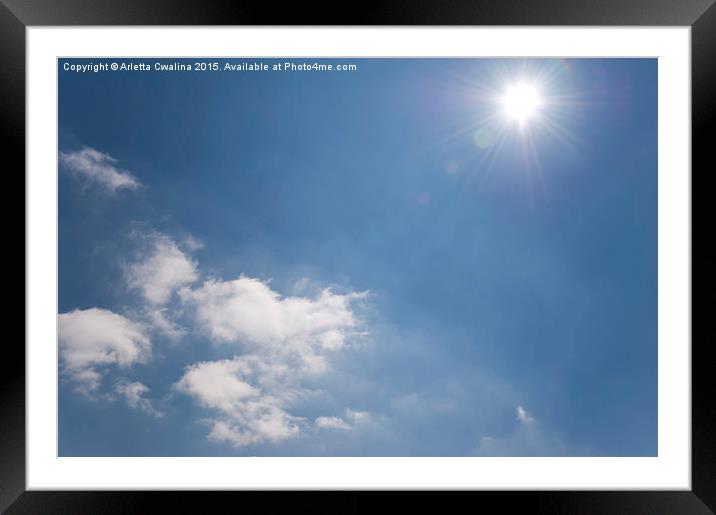 Noon blue sky sunburst Framed Mounted Print by Arletta Cwalina