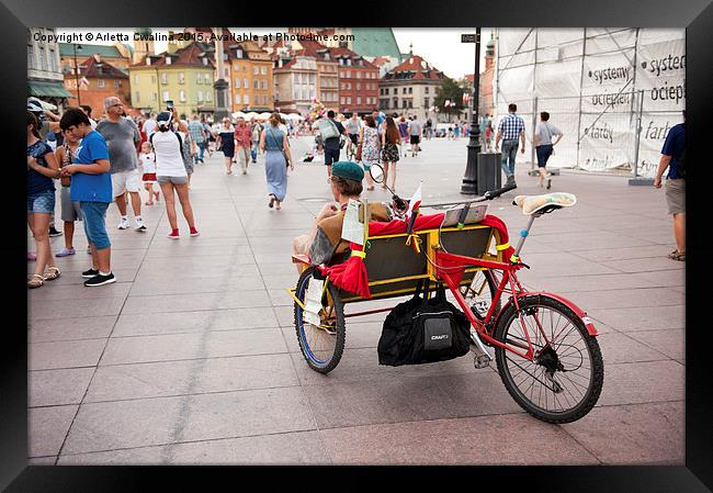Pedicab at the Old Town Framed Print by Arletta Cwalina