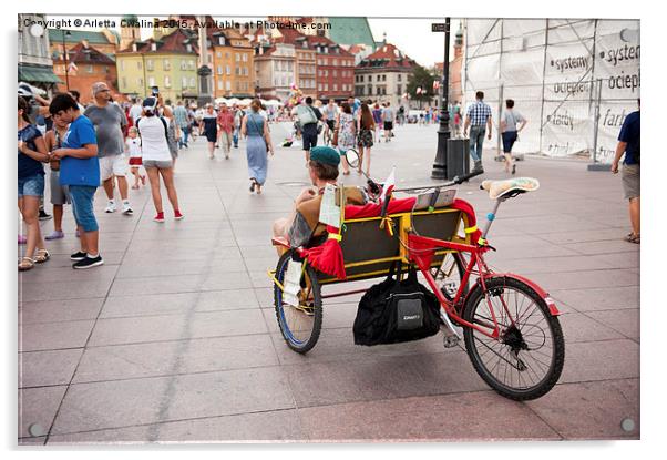 Pedicab at the Old Town Acrylic by Arletta Cwalina
