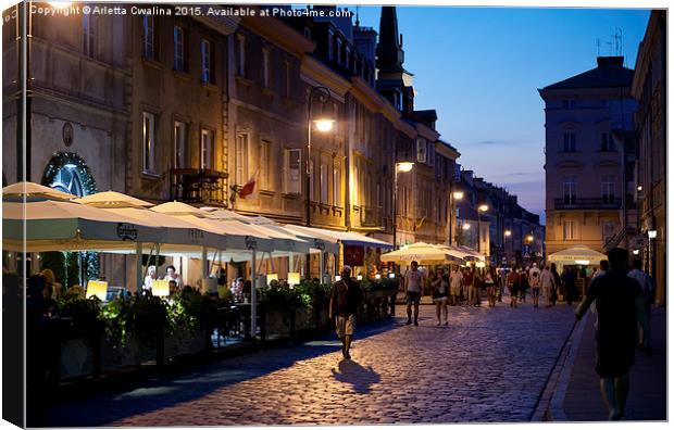 Warsaw nightlife tourist place Canvas Print by Arletta Cwalina