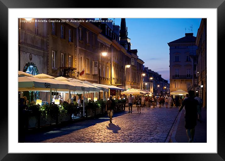 Warsaw nightlife tourist place Framed Mounted Print by Arletta Cwalina