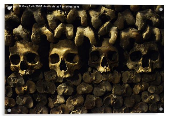  Skulls - Paris Catacombs Acrylic by Mary Rath
