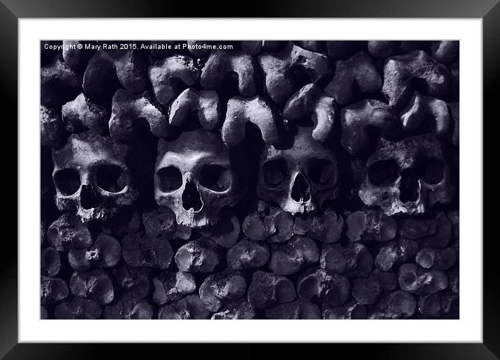 Skulls - Paris Catacombs, tinted version Framed Mounted Print by Mary Rath