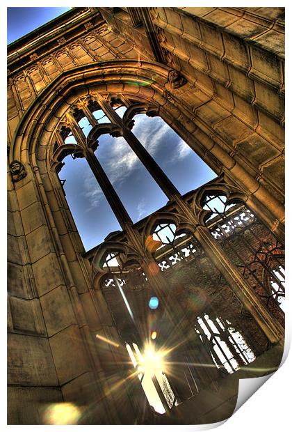 Sunlight at the bombed out church Print by Simon Case