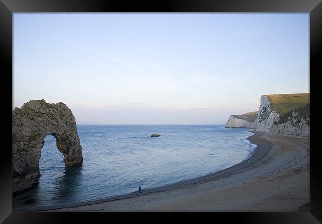 Durdle Door near Lulworth cove in the morning. Framed Print by Ian Middleton