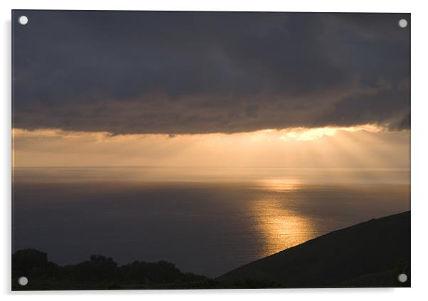 Exmoor coast at sunset Acrylic by Ian Middleton