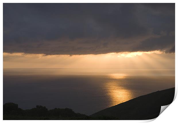 Exmoor coast at sunset Print by Ian Middleton