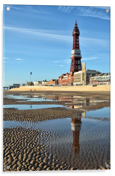  Blackpool Tower Reflections Acrylic by Gary Kenyon