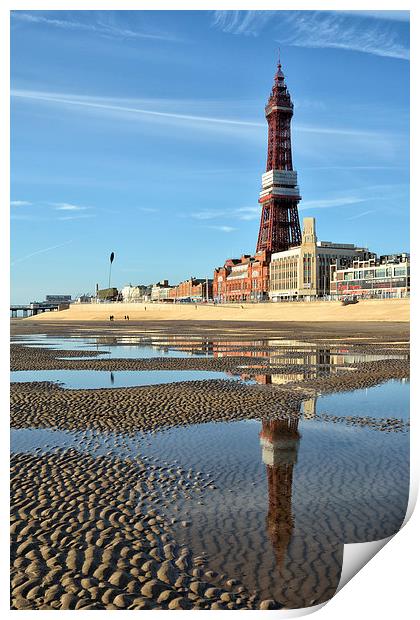  Blackpool Tower Reflections Print by Gary Kenyon