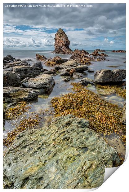 Gwenfaens Rock Anglesey Print by Adrian Evans