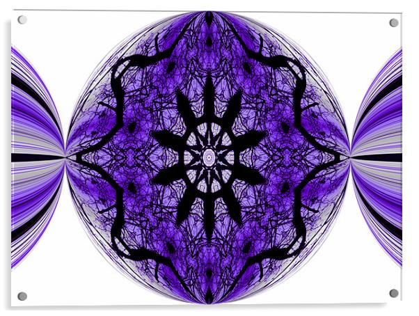 Purple and black pattern pinched Acrylic by Ruth Hallam