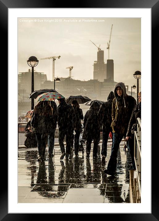  A rainy day in London Framed Mounted Print by Sue Knight