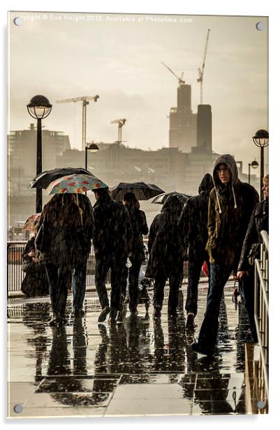  A rainy day in London Acrylic by Sue Knight