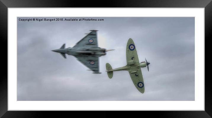  Eurofighter and Spitfire Pass Framed Mounted Print by Nigel Bangert