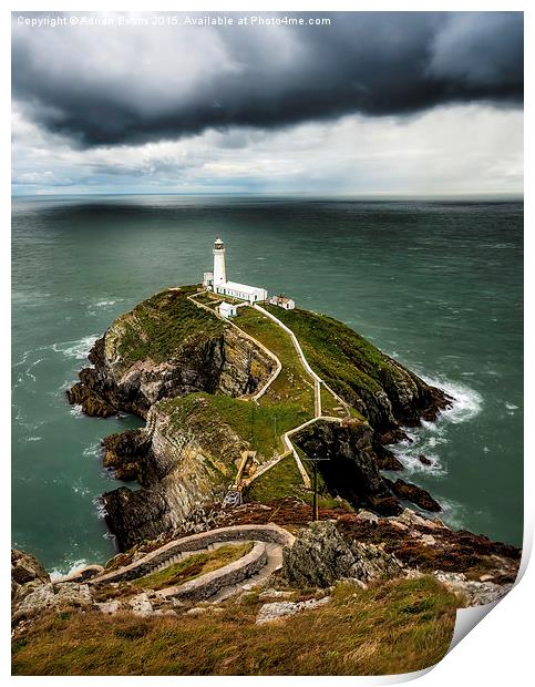 South Stack Lighthouse Anglesey Print by Adrian Evans