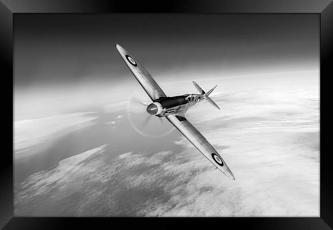Spitfire PR XIX PS852 black and white version Framed Print by Gary Eason