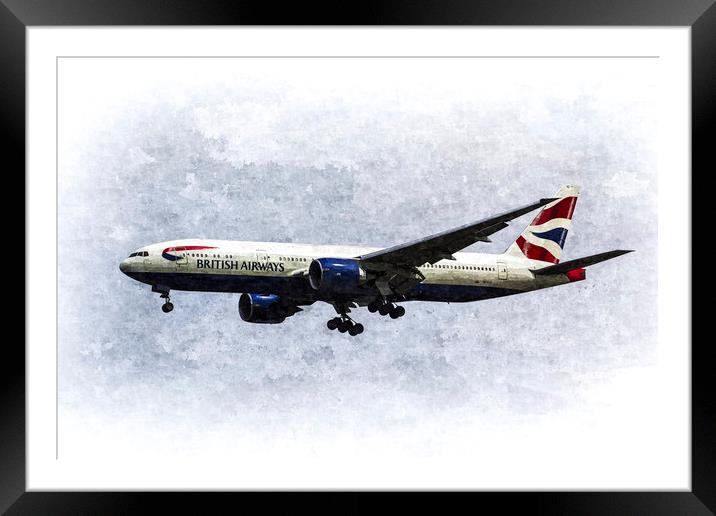  British Airways Boeing 777 Art Framed Mounted Print by David Pyatt