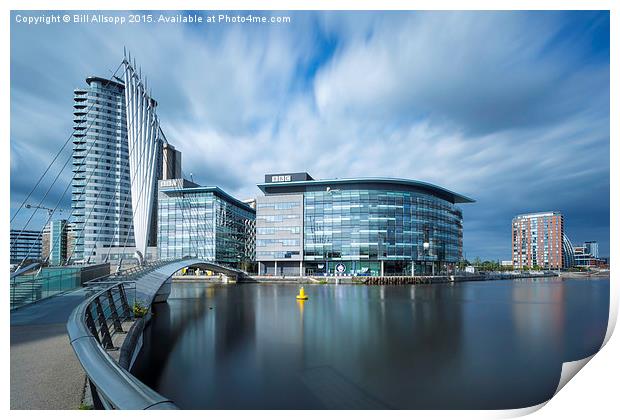 The BBC Centre and Media City at Salford Quays. Print by Bill Allsopp