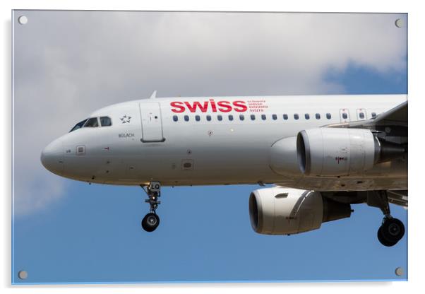Swiss Airlines Airbus A320 Acrylic by David Pyatt