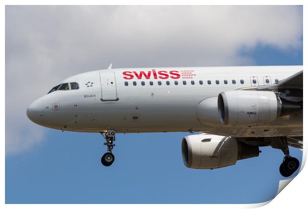Swiss Airlines Airbus A320 Print by David Pyatt