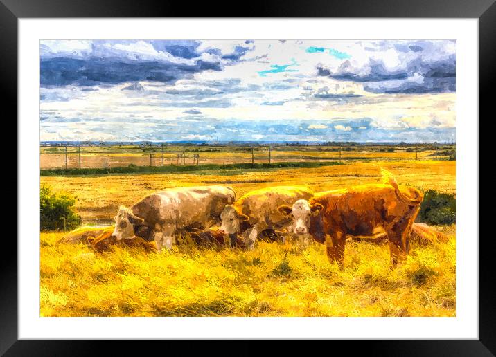 The Friendly Cows Art Framed Mounted Print by David Pyatt