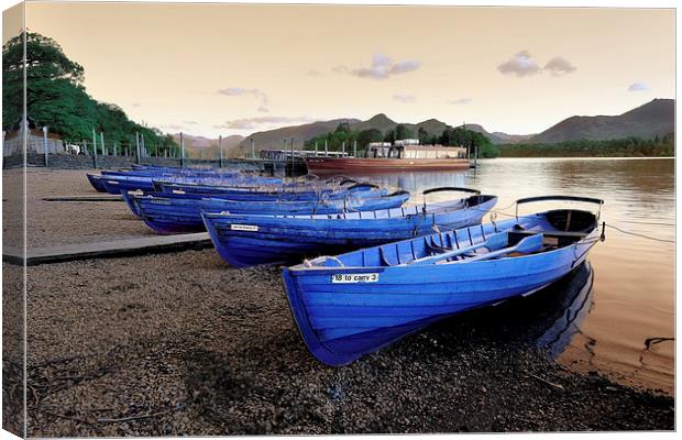  Derwent water row boats Canvas Print by Tony Bates