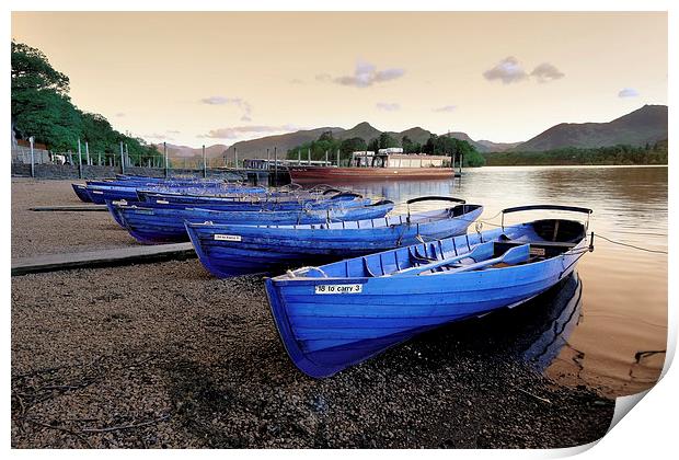  Derwent water row boats Print by Tony Bates