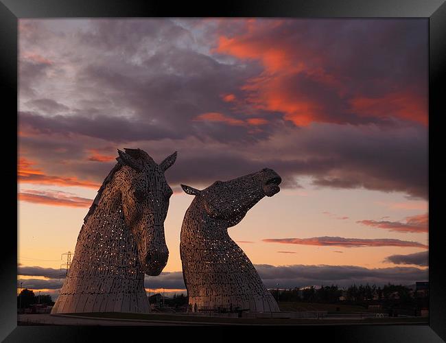  The Kelpies at sunset Framed Print by Tommy Dickson