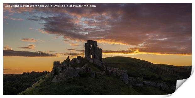  Sunrise at Corfe Print by Phil Wareham