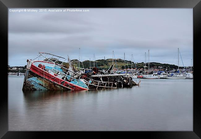 Old Abandoned Boat At Conwy Harbour Framed Print by rawshutterbug 