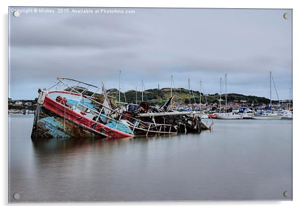 Old Abandoned Boat At Conwy Harbour Acrylic by rawshutterbug 