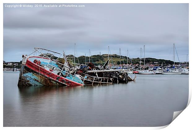 Old Abandoned Boat At Conwy Harbour Print by rawshutterbug 