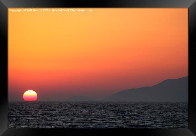  Sunset from Kos Framed Print by Will Holme