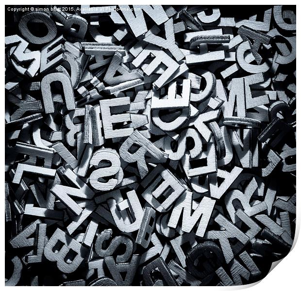 Monochrome letters in a pile Print by Simon Bratt LRPS