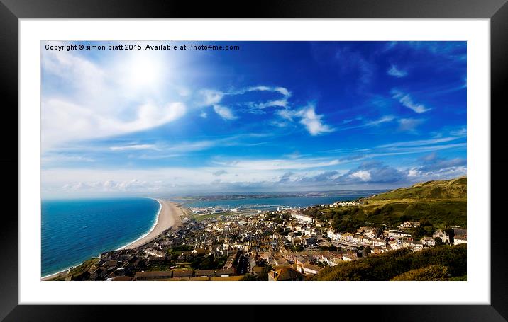 View over British seaside town and coastline Framed Mounted Print by Simon Bratt LRPS